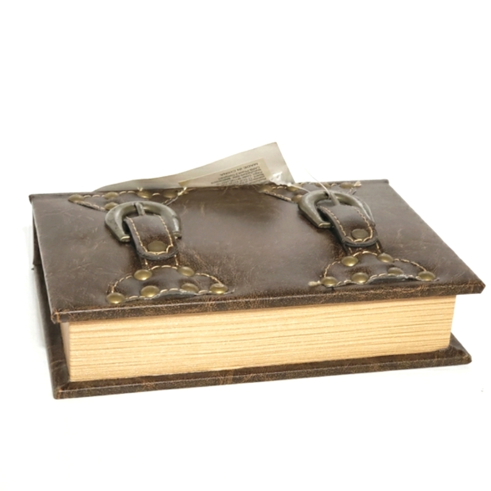 Madison Art Brown Faux Leather Jewelry Trinket Secret Stash Box NWT